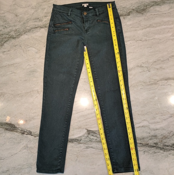 J Crew Dark Green Moto Zipper Pocket Jeans - Picture 5 of 8